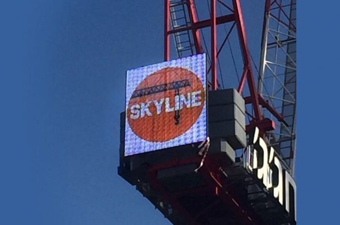 Sky Sign - Safe digital signage for tower cranes - skyline